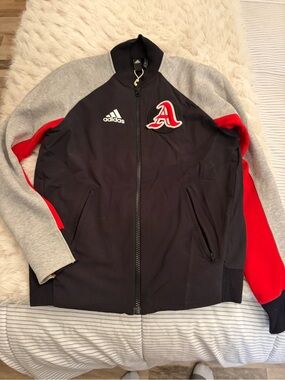 adidas Black, Gray & Red Track Jacket with 'A' Patch Zip up like new
